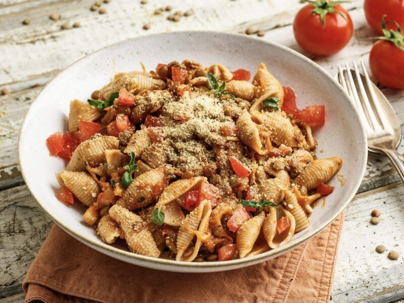Linsen-Gemüse-Pasta